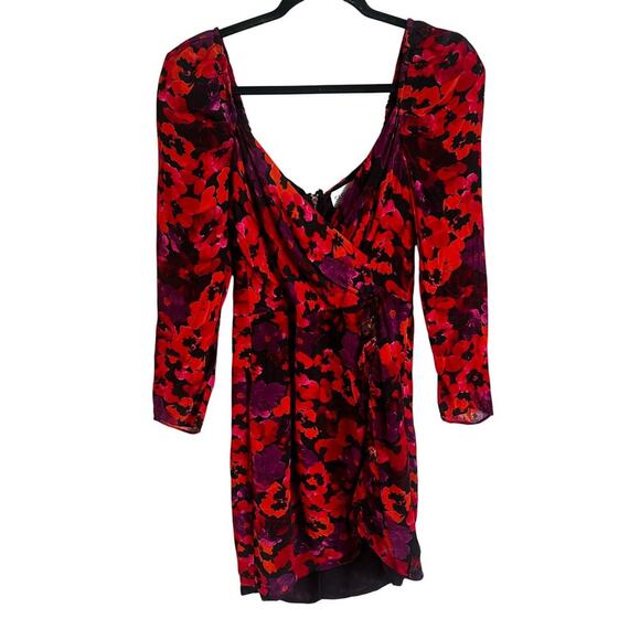 Saylor Dresses & Skirts - Saylor Alouette Floral Mini Dress Long Puff Sleeve Size Small Poppy